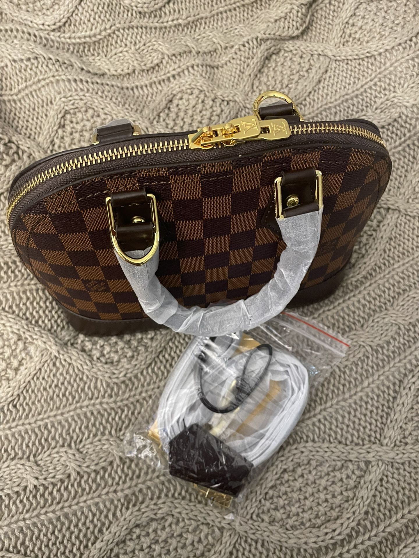 Genuine  Leather Checkered Small Bag