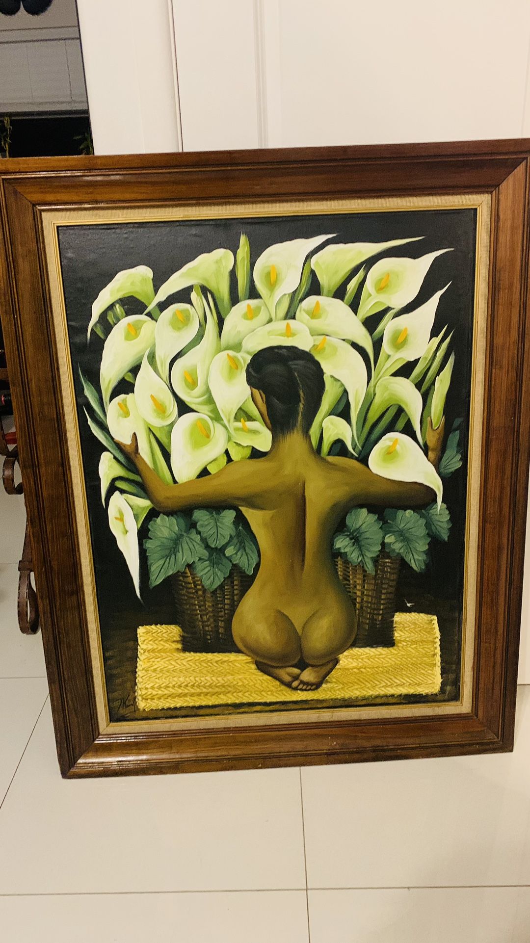 Large Painting Inspired By Diego Rivera’s “Nude With Calla Lillies”//Pintura de Desnudó Con Alcatraces Inspirada Por Diego Rivera