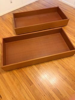 2 Under Bed Wood Storage Drawers
