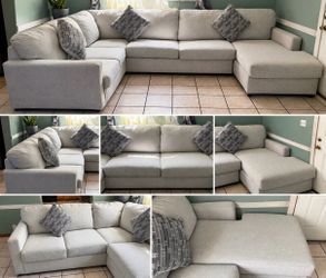 Large Gray Sectional Sofa with Chaise
