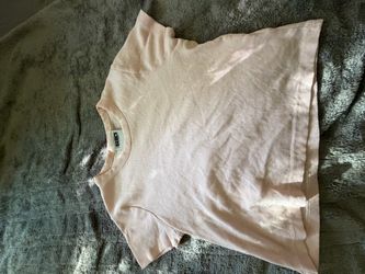 Basics ribbed short-sleeve tee in pink. Size Large.