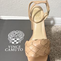 Vince Camuto Sandstone Braided Ankle Strap Block Heel Strappy Open Toe Shoes 8M