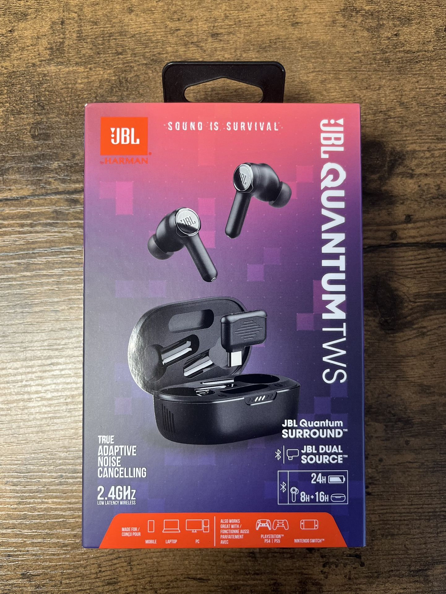 JBL Quantum TWS Active Noise Cancelling True Wireless Bluetooth Gaming Earbuds - Black