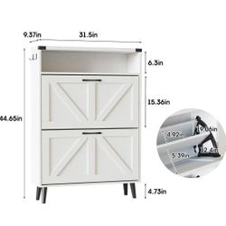 😀 Shoe Cabinet with 2 Flip Drawers,Shoe Storage Cabinet for Entryway,Freestanding Shoe Cabinet Organizer with Open Storage,Narrow Farmhouse Shoe Rack