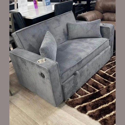 fog corduroy convertible sofa with sleeper bed with cup holders