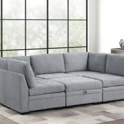 6 Pc Gray Modular Sectional 