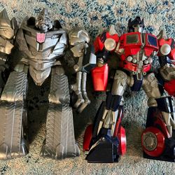 Hasbro Transformers 2006 Cyber Stompin Optimus Prime And Megatron Talking Figure Lot