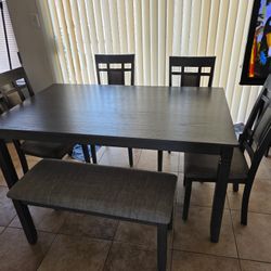 6 Pcs Dining Ser Wooden Grey Color 