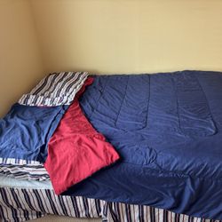 Great Deal Double Bed. (mattress, Box Spring, Metal Frame, Sheets)
