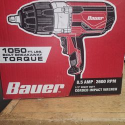 Bauer 1/2 in Heavy Duty Extreme Torque Impact Wrench Corded 1050 ft lb 2600 RPM 

