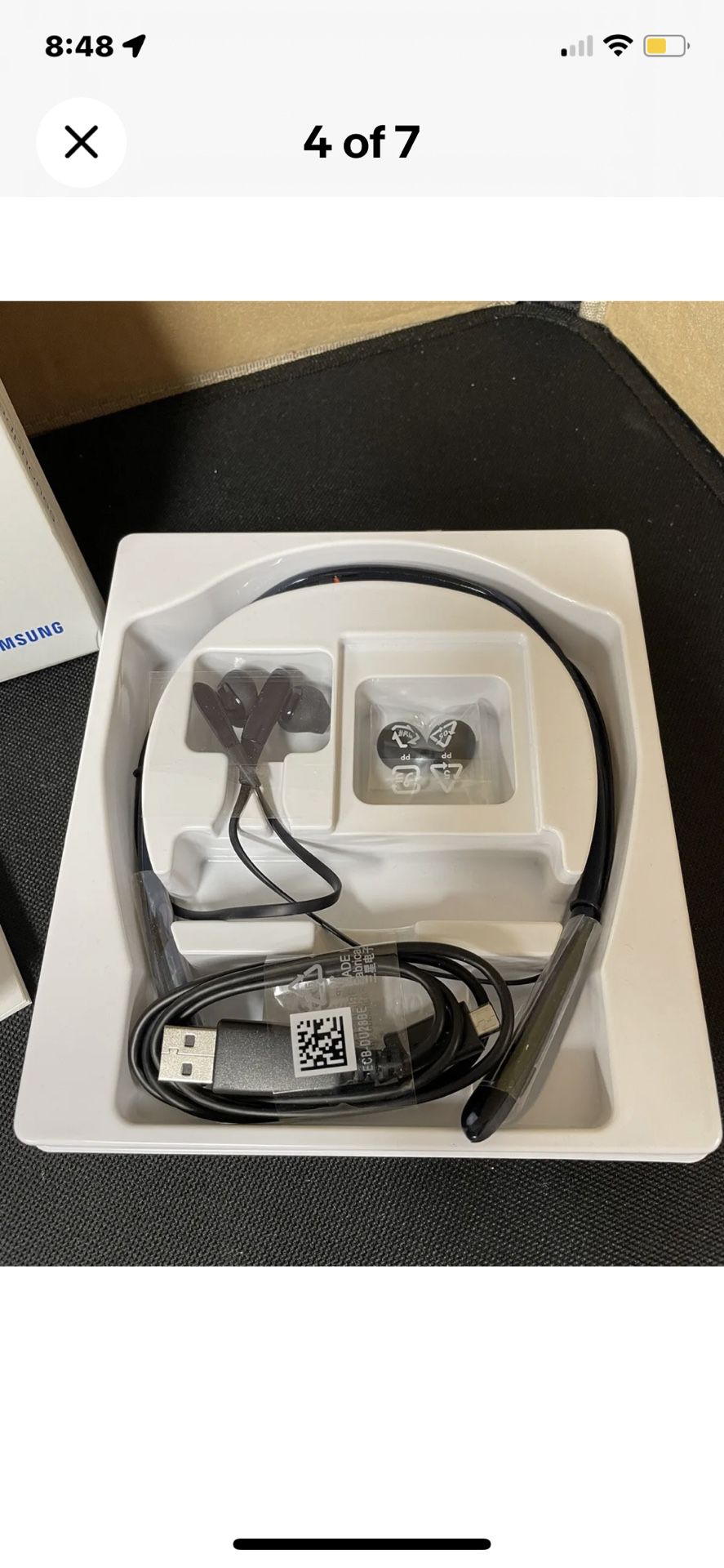 Samsung Level U Wireless Headphones Neckband.   Color- blue Brand new box has been  damaged and opened. The headphones are new in packa
