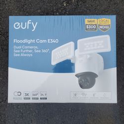 Eufy Floodlight 3K Camera E340 Wired Dual Camera 360° Pan & Tilt Wi-Fi Camera