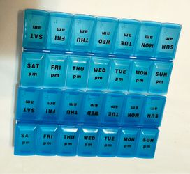 Lot of 7 Weekly AM/PM Pill Organizers - Assorted Colors