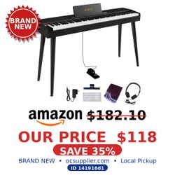 Digital Piano 88-Key Semi-Weighted Keyboard – 800 Tones, USB-MIDI, Pedal & Stand, Brand New