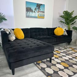 Sectional Black Velvet City Furniture Perfect Condition Free Delivery 🚚 
