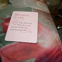 Pink Clear Plastic iPad Pro 12 Cover with 'Blessed is she' Inspirational Quote