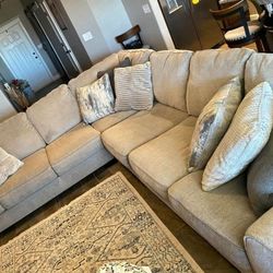 Brand New Ashley Couch / Rawcliffe Parchment Modular Sectional 3 Piece 