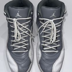 Air Jordan 12 Retro "Stealth" White Grey Men's Sz 14