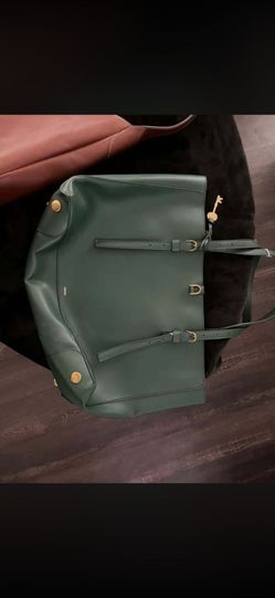 Fossil Green Leather Tote Bag
