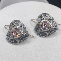 Vintage 925 Heart Earrings 