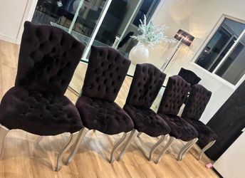 dining chairs, lamps, and sofa