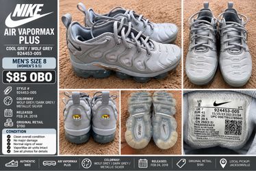 Nike Air VaporMax Plus – Silver/Grey – Size 8 – $85 OBO