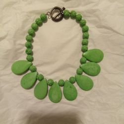 ANTIQUE  JADE  AND STERLING HAND CARVED NECKLACE