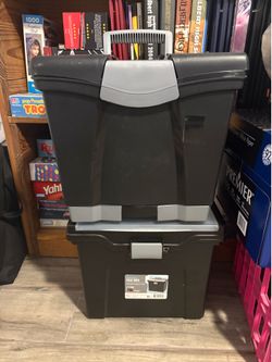 Two hanging file boxes