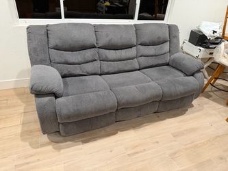 Ashley Furniture 3-Seat Reclining Sofa – Gray – Great Condition – $450 OBO