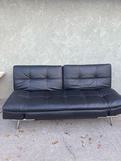Black Faux Leather Futon