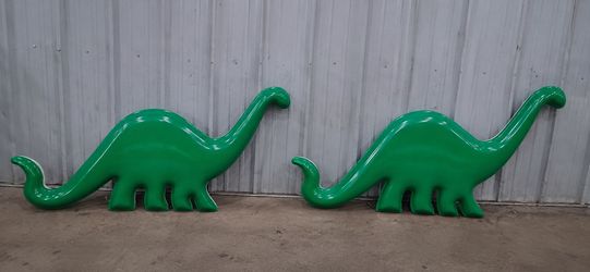 ​Pair of Original Sinclair Oil 68" Vacuum-Formed "Dino" Gas Station Signs - Rare Survivor Set
