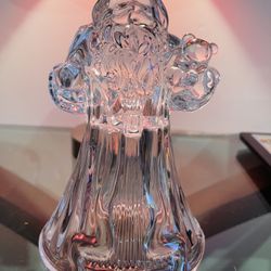 Vintage  Santa Claus Glass Candle Holder 24% Lead Crystal 