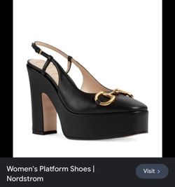 G G Square Toe Horsebit Platform Pumps Size 38, 7-7.5