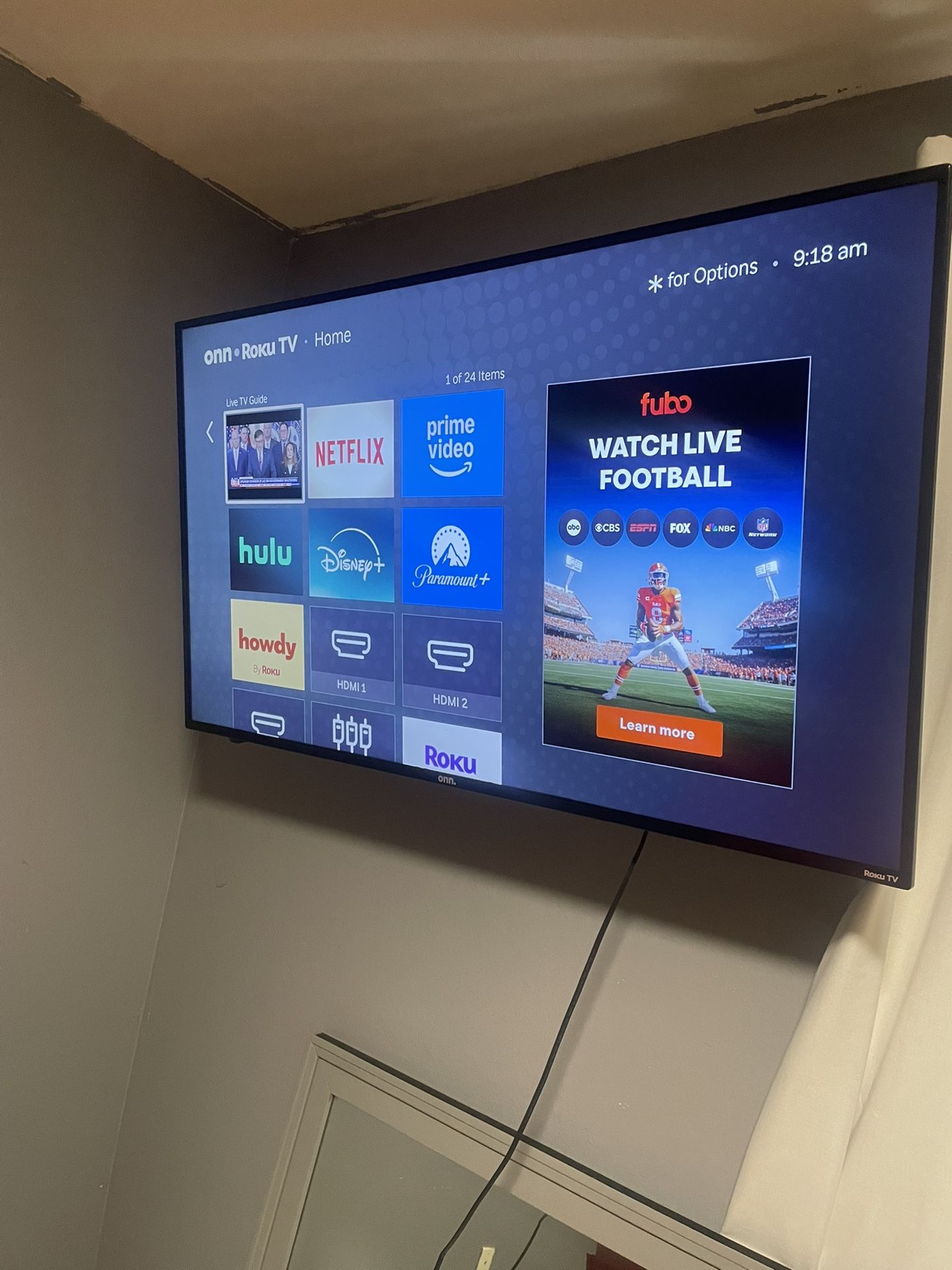 Onn 50” Roku With Wall Mount 