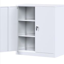 Brand New In The Box- winbingon Metal Storage Cabinets with Lock,2 Doors and 2 Adjustable Shelves - 35.4" Steel Lockable File Cabinet,Locking Counter 
