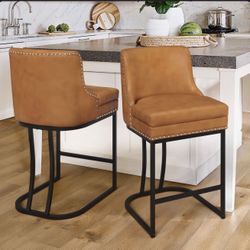 Donicia Upholstered 26'' Counter Stools with Metal Frame