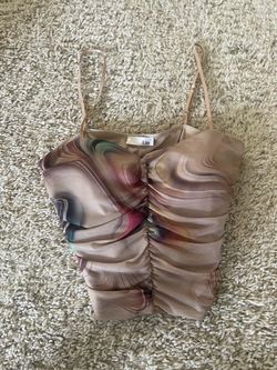 NWT Urs Marble Print Ruched Mesh Cami Top Size M