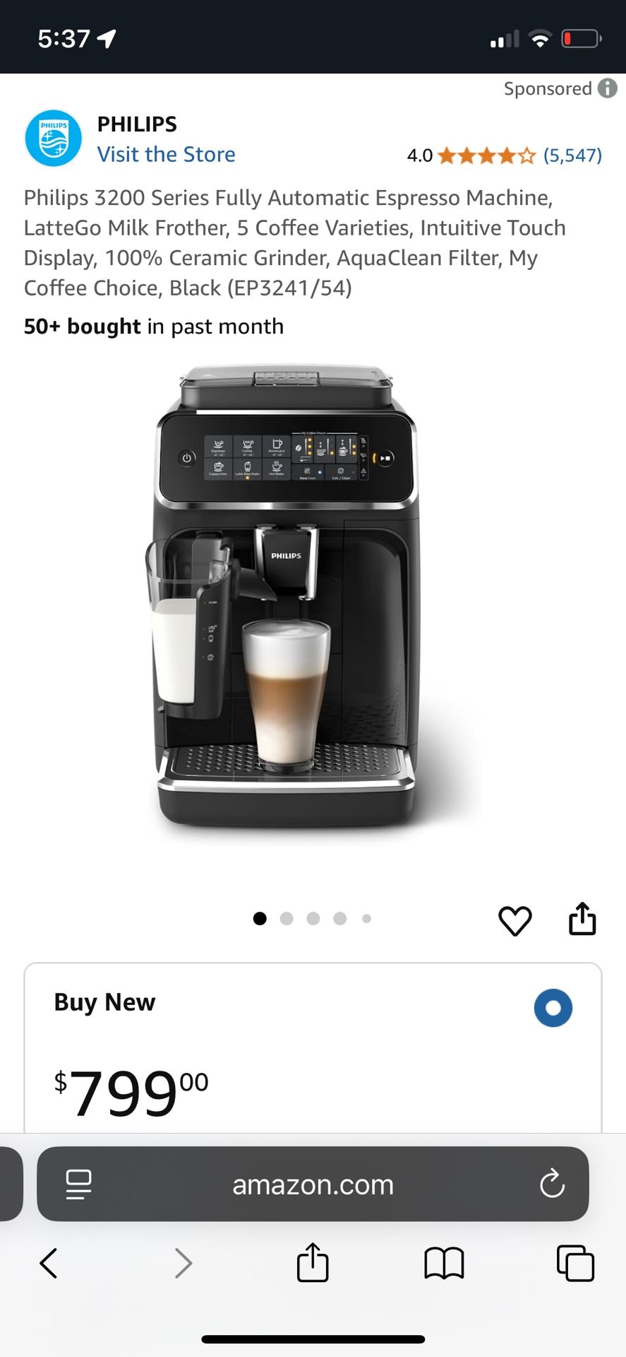 Philips 3200 Fully Automatic Espresso Coffee Machine