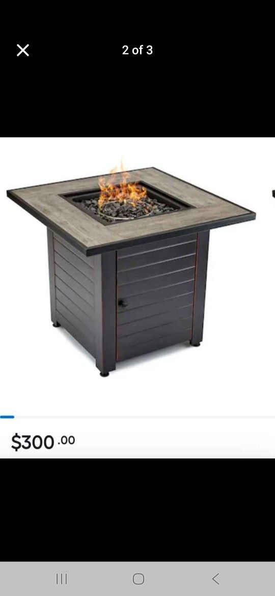 Style Selection Interchangeable Mantel 30" with Oil Rubbed Bronze Steel Square Liquid Propane Fire Pit