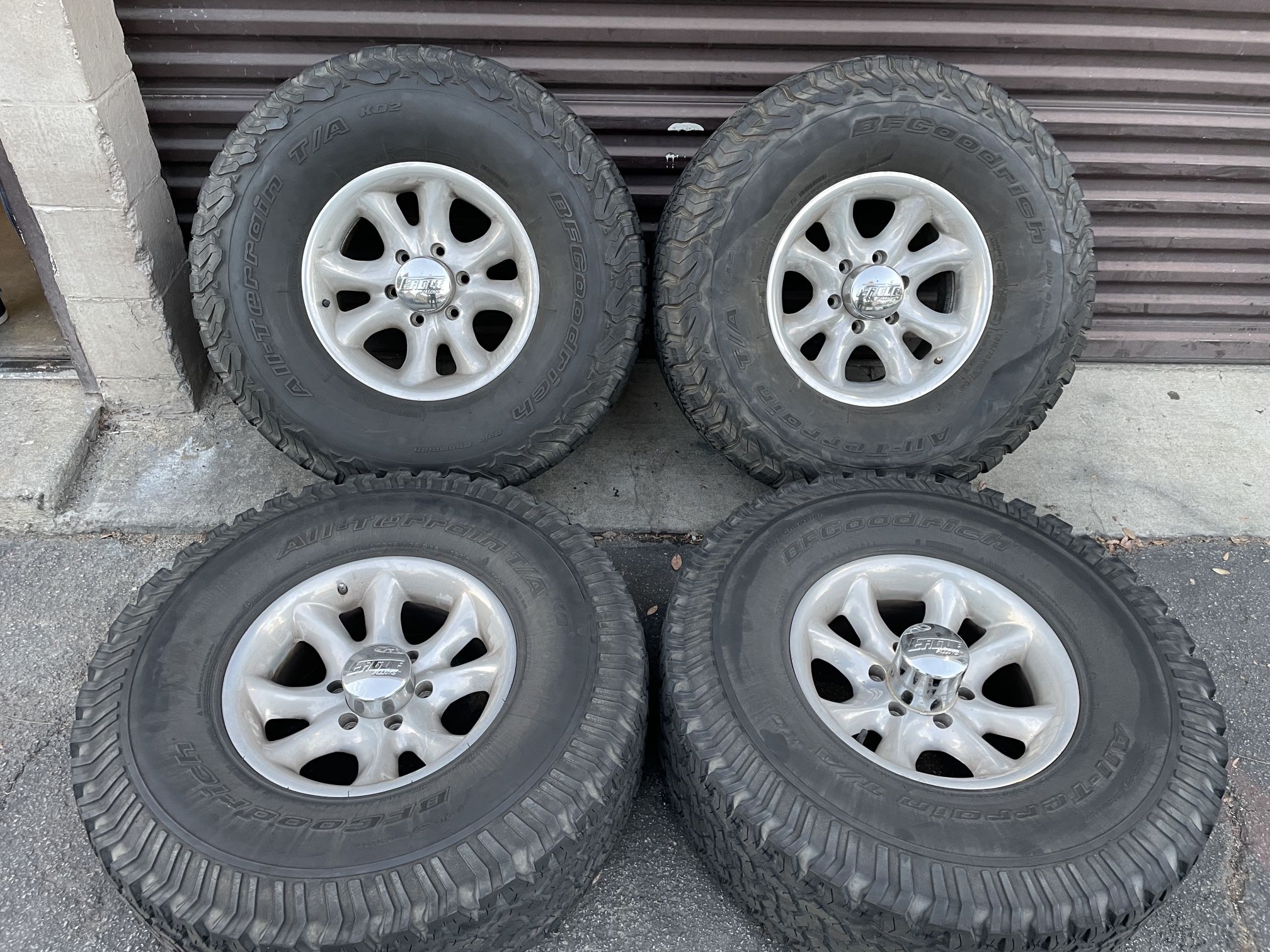 16x8 Eagle Alloy wheels with old tires 6 lug chevy toyota nissan