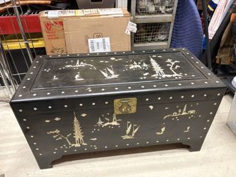 Ebonized Mahogany Asian Chest W/ Mother of Pearl Inlay