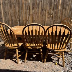 Vintage Solid Wood Dining Set – Rustic Farmhouse Charm, Perfect for Family Gatherings