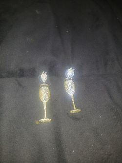 Rhinestone Champagne Glass Drop Earrings