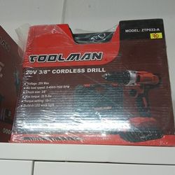 TOOLMAN New 20v 3/8 Cordless Drill 