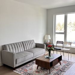 Sofa For Sale - Mercury Row Perdue 81.5" Light Gray Velvet Convertible Sofa