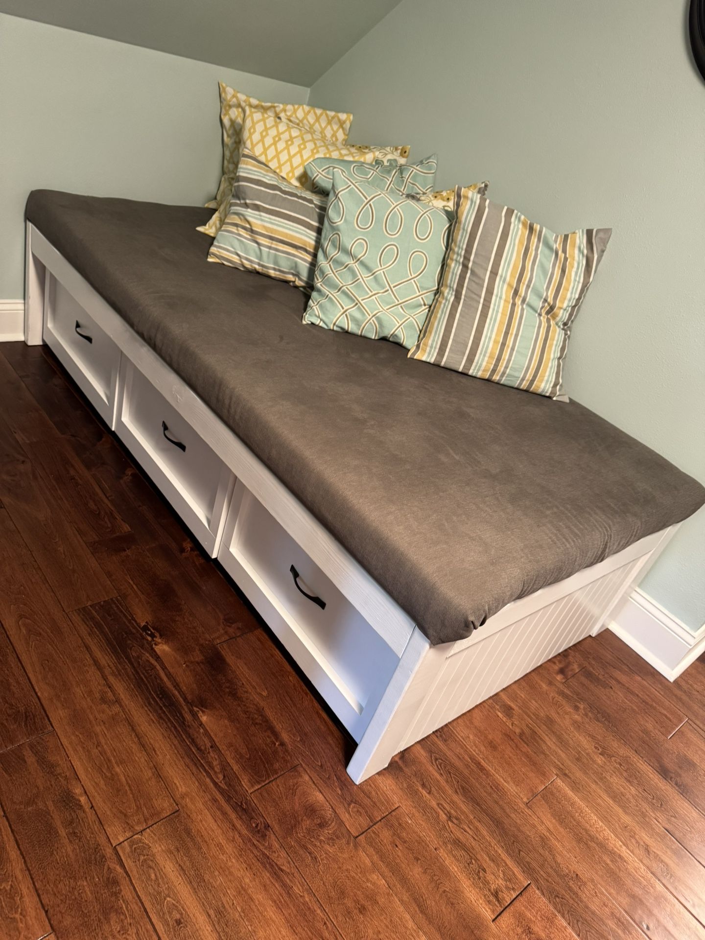 Hand Made Day Bed With 3 Rolling Storage Drawers
