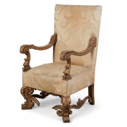 Baroque Carved Giltwood Arm Chair 