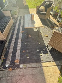 Dark Gray Striped Outdoor Area Rug