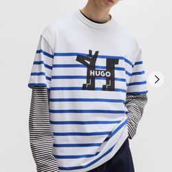 Hugo Boss , COTTON-JERSEY LOOSE-FIT T-SHIRT WITH DOG LOGO , Size Small , Fits large like a size Large. New with tags.