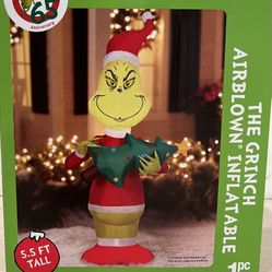 5.5FT Inflatable Grinch w/ Tiny X-MAS Tree